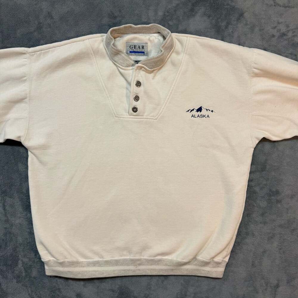 Gear For Sports Alaska Henley Sweater Size M Cream Cotton Blend